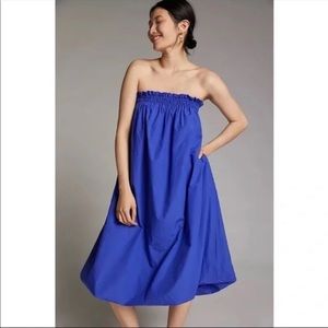 NWT Anthropologie Bettina Removable Straps Strapless Smocked Midi Dress MEDIUM